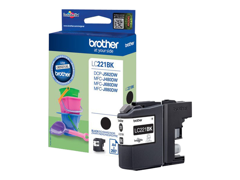 Brother Lc221bk - Sort - Original - Blækpatron - For Brother Dcp-J562dw