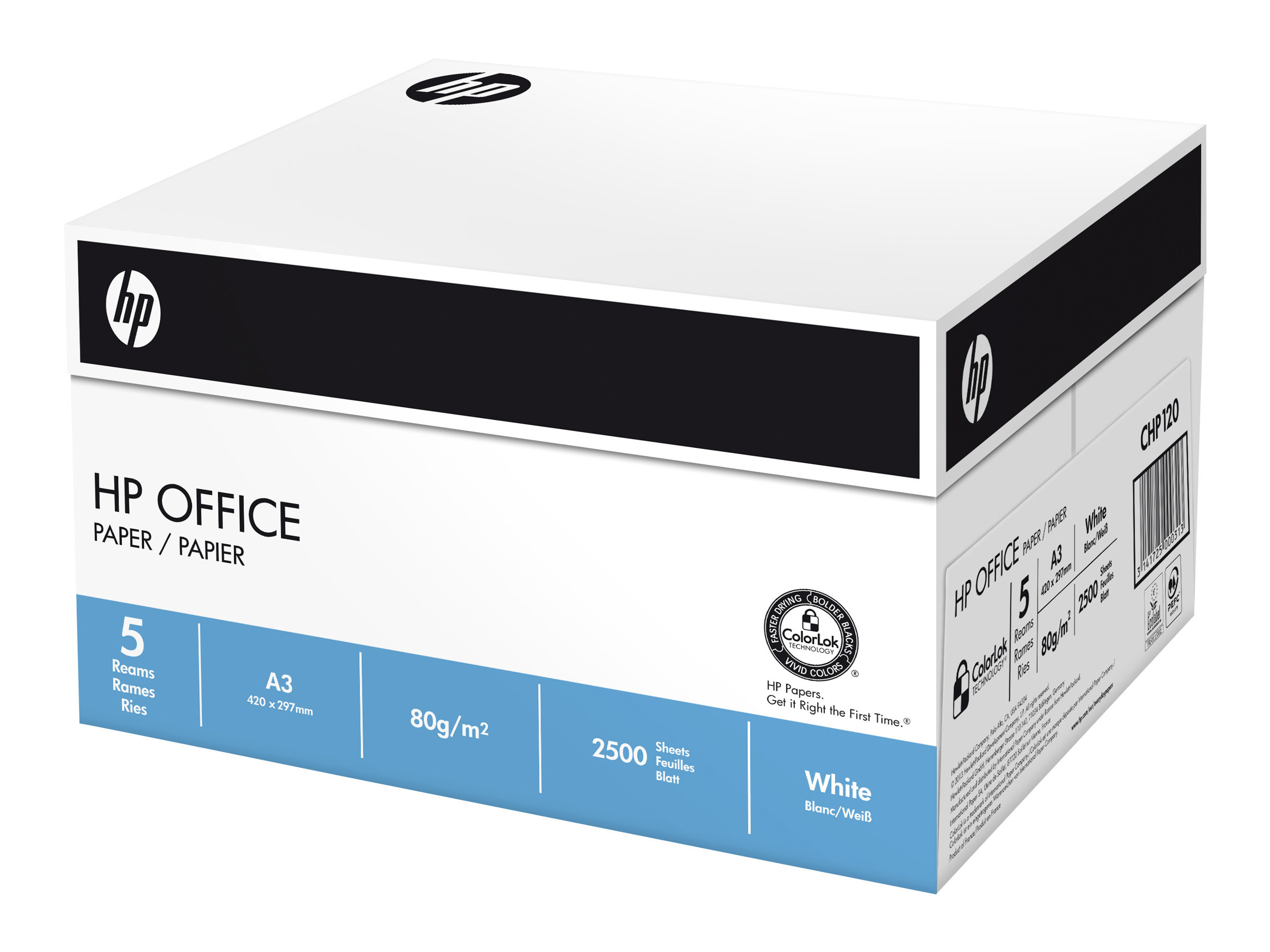 Hp Office-Papier - 500 Blatt/A3/297 X 420 Mm, Universal, A3 (297×420 Mm), Matte, 500 Blätter, 80 G/M², Weiß