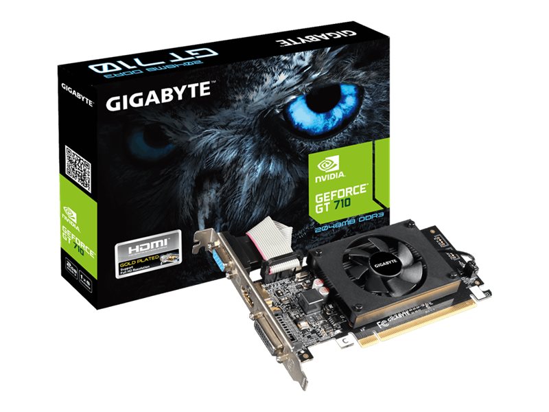 Gigabyte GV-N710D3-2GL - Grafikkort - GF GT 710 - 2 GB DDR3 - PCIe 2.0 x8 låg profil - DVI, D-Sub, HDMI | Datorkomponenter - Grafikkort & Tilbehör - NVIDIA | GameStuff