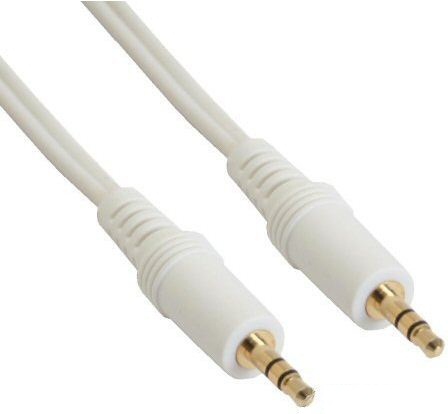 Inline Klinke Kabel, 3,5Mm Stecker / Stecker, Stereo, Weiß / Gold, 2,5M, 3.5Mm, Stecker, 3.5Mm, Stecker, 2,5 M, Weiß