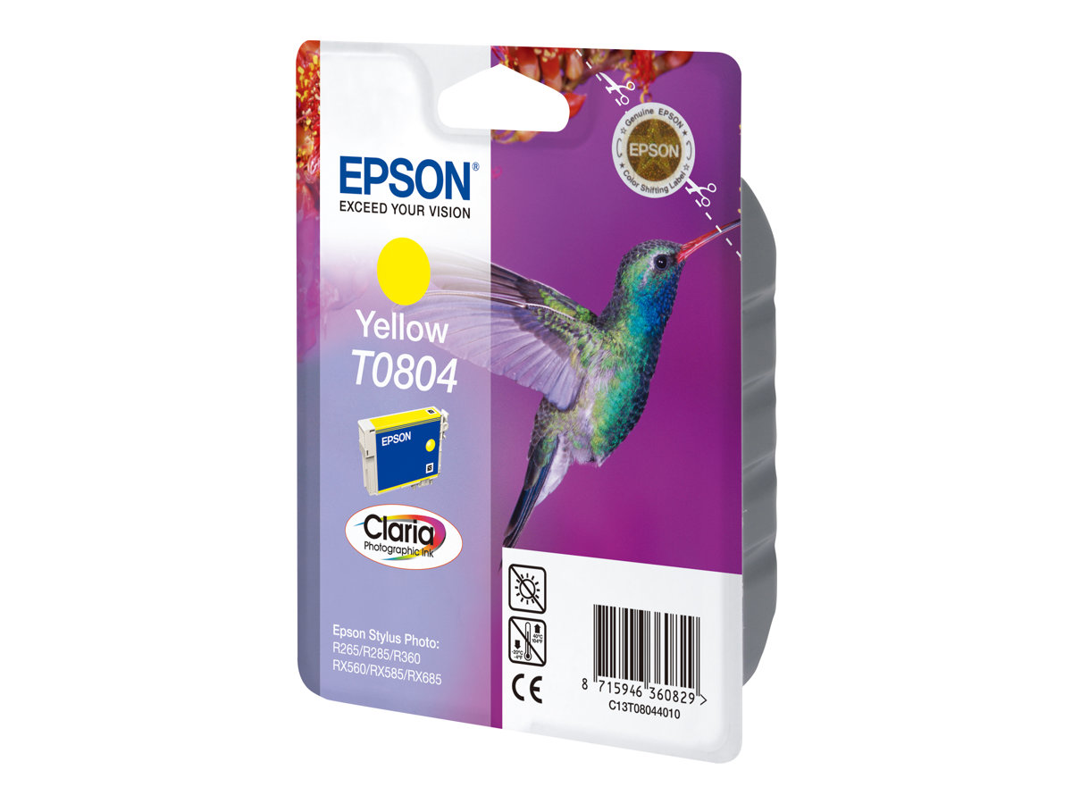 Epson T0804 - Gul - Original - Blister Med Rf/Akustisk Alarm - Blækpatron - For Stylus Photo P50, Px650, Px660, Px700, Px710, Px720, Px730, Px800, Px