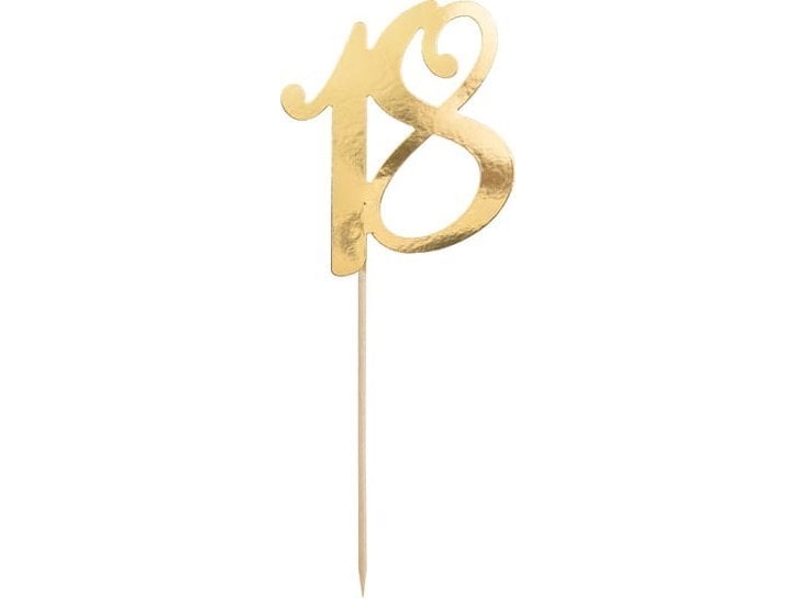 Party Deco Tortenaufsatz "18", Gold, 20,5 Cm One Size