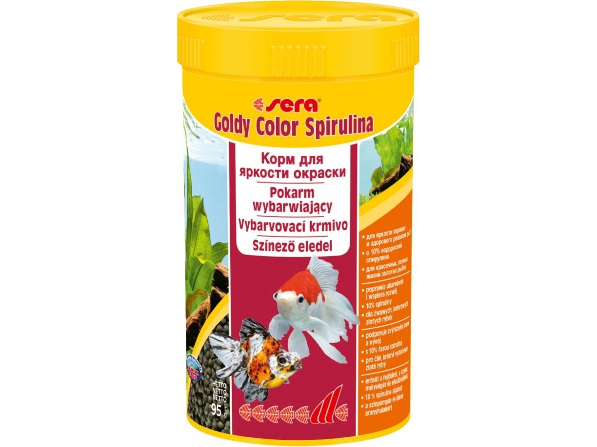 Sera Goldy Color Spirulina Nature 250 Ml - Granulat - Foder Til Guldfisk (Foder Til Fisk)