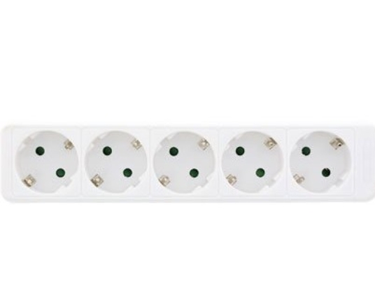 Inline Steckdosenleiste, 5-Fach Schutzkontakt, Weiß, 1,5M, 1,5 M, Abgewinkelt, 1,5 Mm², Weiß, Kunststoff, 5 Ac-Ausgänge
