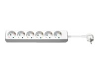 Microconnect 6-Way Power - Stikdåse - Input: Strøm - Output-Stikforbindelser: 6 - 3 M Ledning - Hvid