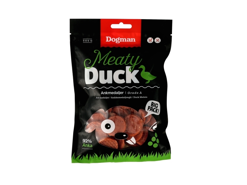 Dogman Meaty Kødrige Andemedaljer Hundegodbidder 300g