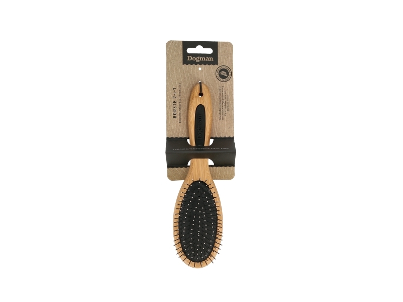 Dogman Børste 2-I-1 Bamboo M 22Cm