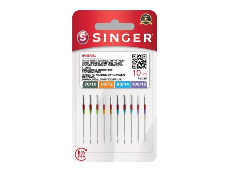 Singer nål SINGER N2020 -10/70-12/80-14/90-16/100 blister 10 stk