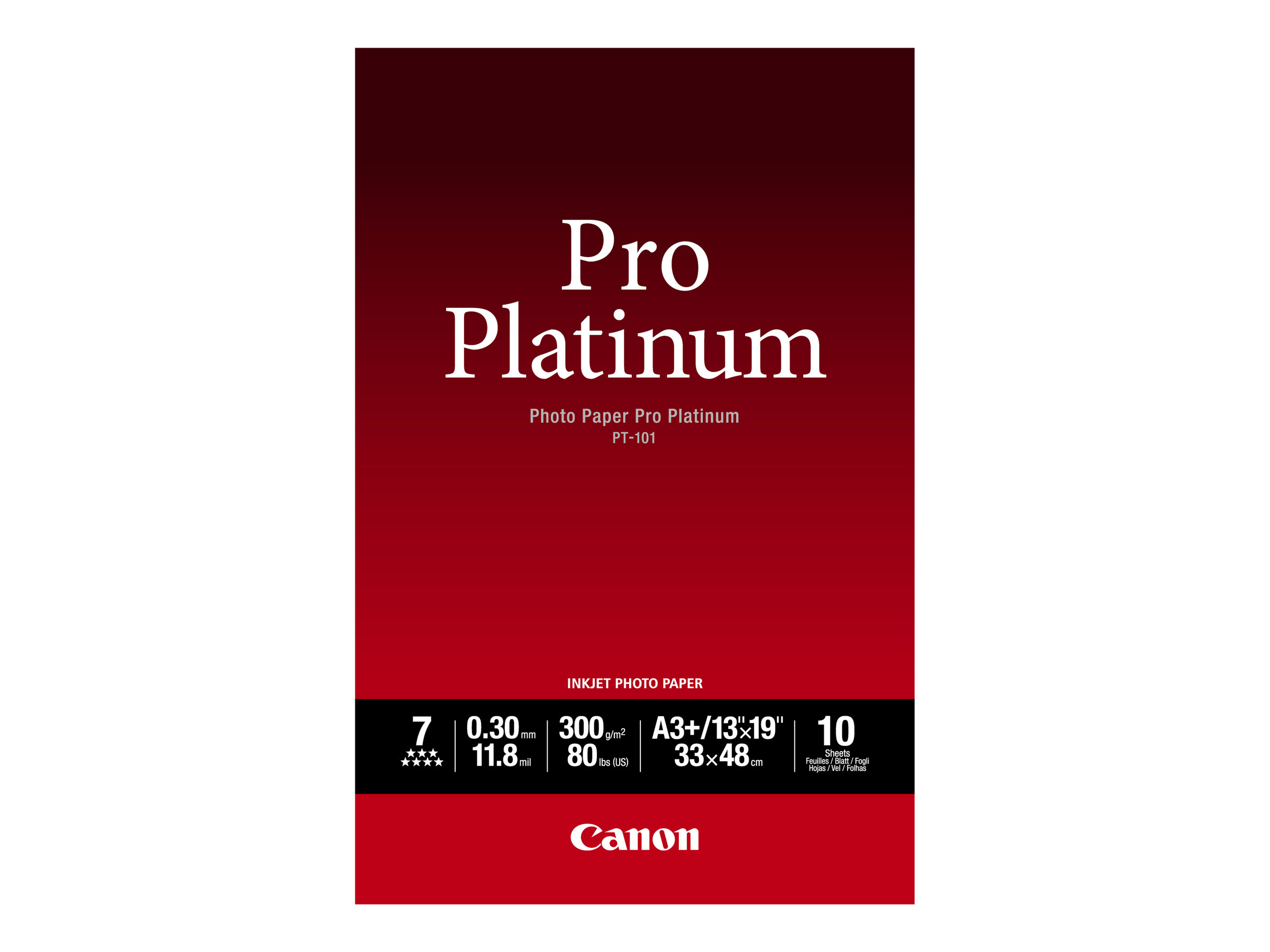 Canon Photo Paper Pro Platinum - A3 plus (330 x 480 mm) - 300 g/m² - 10 ark fotopapir - for PIXMA iP8720, IX6820, PRO-1, PRO-10, PRO-100, Pro9000, Pro9000 Mark II, Pro9500