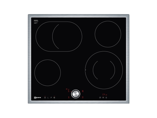 Neff T16BT76N0 - Keramisk häll - 4 kokplattor - Fördjupning - bredd: 56 cm - djup: 49 cm - med kanter i rostfritt stål - svart | Vitvaror - Spishäll | GameStuff