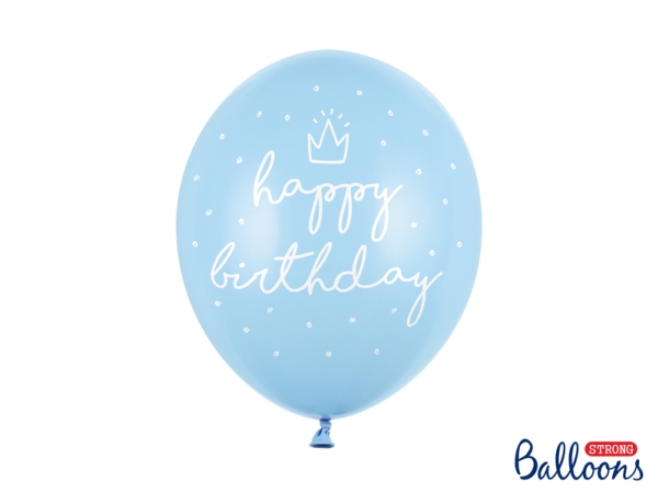 Partydeco Sb14p-244-011-6, Toy Balloon, Latex, Blau, Geburtstag, Oval, 30 Cm