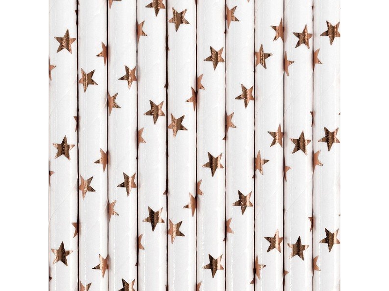 Partydeco Papierstraws Hellrosa Gold 19,5 Cm 10 Stück