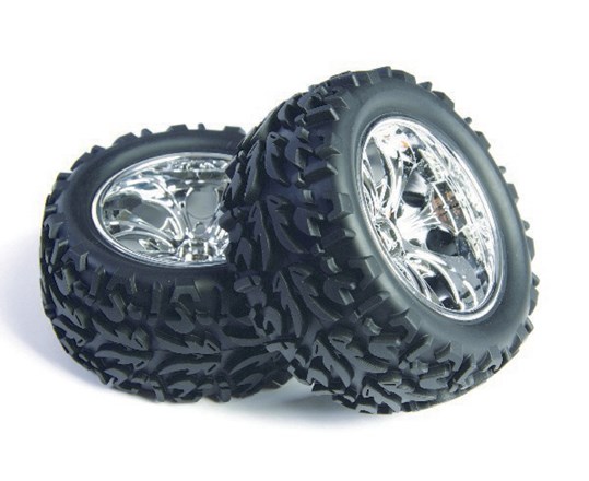 Wheel Complete, Truggy, Chrom, 2 Pcs