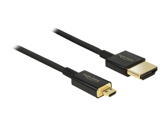 Delock Slim Premium - Hdmi-Kabel Med Ethernet - 19 Pin Micro Hdmi Type D Han Til Hdmi Han - 1 M - Tripel-Afskærmet - Sort - 4K Support