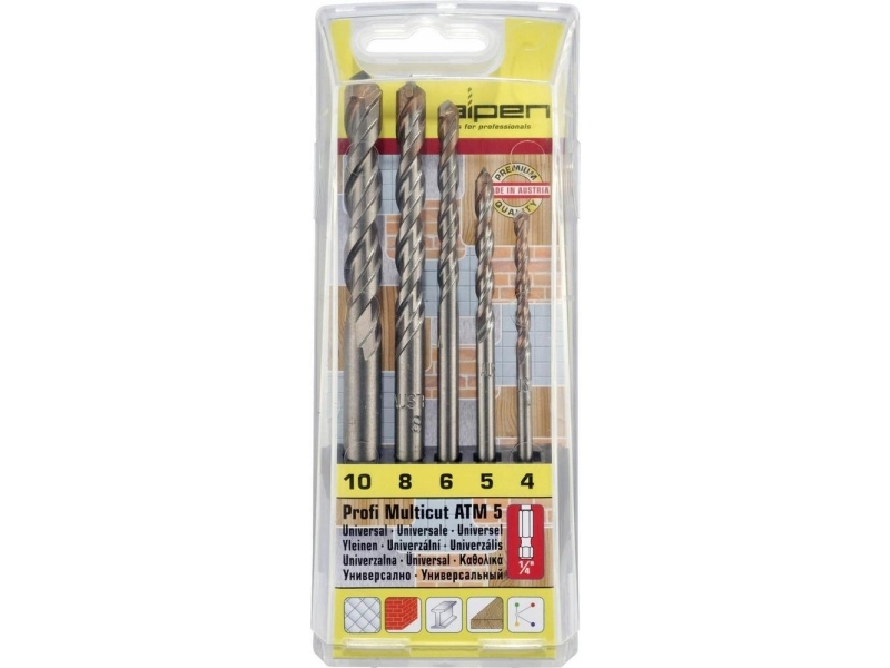Alpen Multicut Hartmetall Multibor-Set 5-Tlg. 4/5/6/8/10/12 Mm 1/4 (6,3 Mm) 1 Set