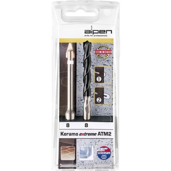 Alpen Keramo Extreme Atm2 300062100 Glas- Und Kachelbürsten-Set 2-Teilig 6 Mm 1/4 (6,3 Mm), Zylindergriff 1 Set