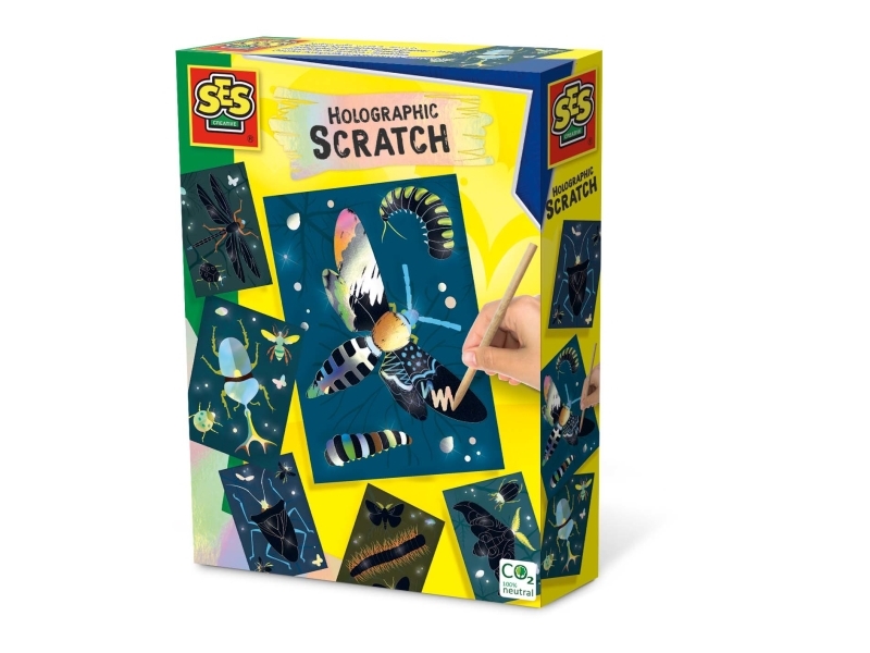 Ses Creative Holografische Scratch - Insekten, Junge/Mädchen, Bilder-Set Zum Ausmalen