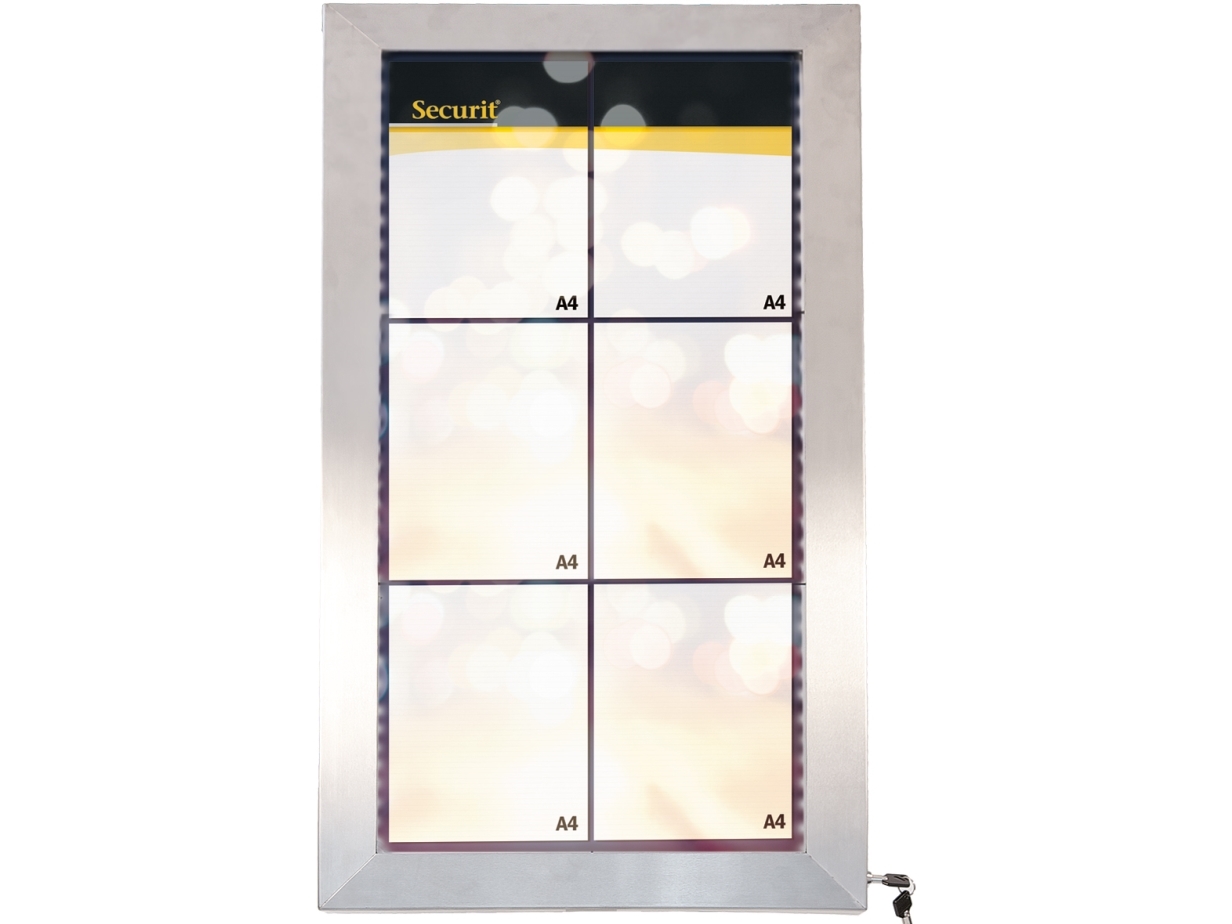 Securit Stainless Steel Led Informationsdisplay Panel Til 6Xa4, Stål, 20 Farver Lys