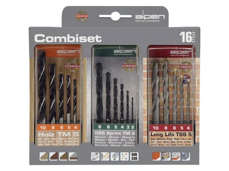 Alpen 801003100 16-osainen yleiskäyttöinen porasarja