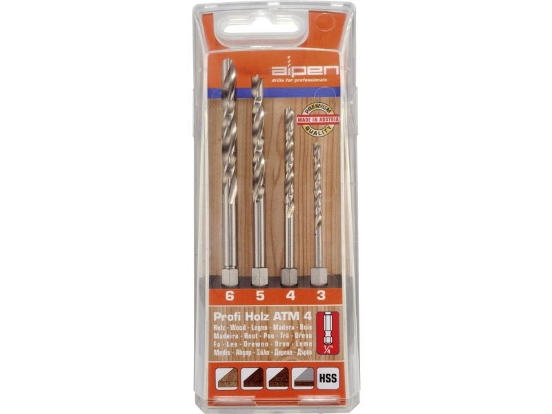 Holzspiralbohrer-Set 4-Teilig Alpen 603002100 1/4 (6,3 Mm) 1 Set