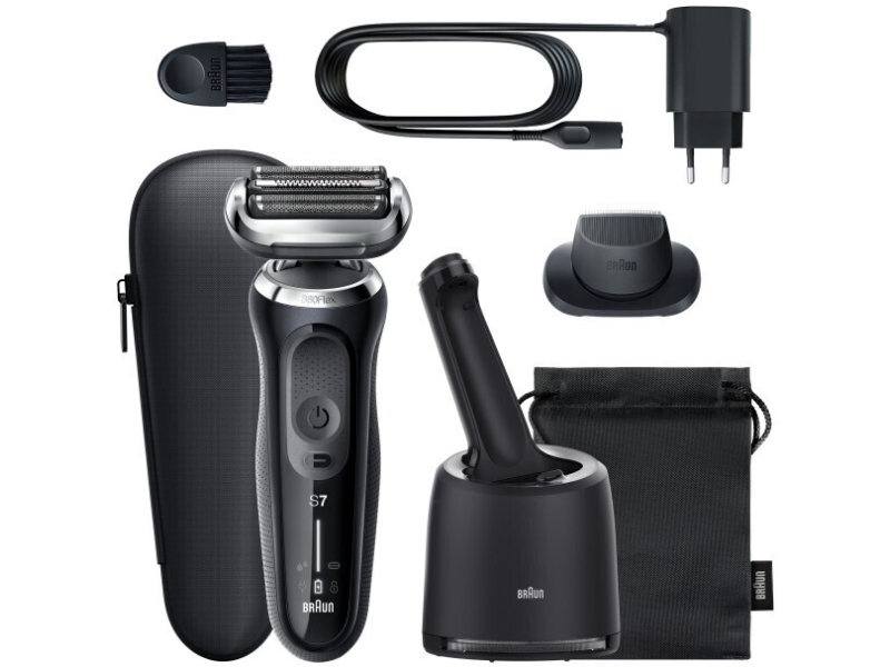 Braun Series 7 71-N7200cc, Folienschaber, 360°, Edelstahl, Tasten, Schwarz, Led