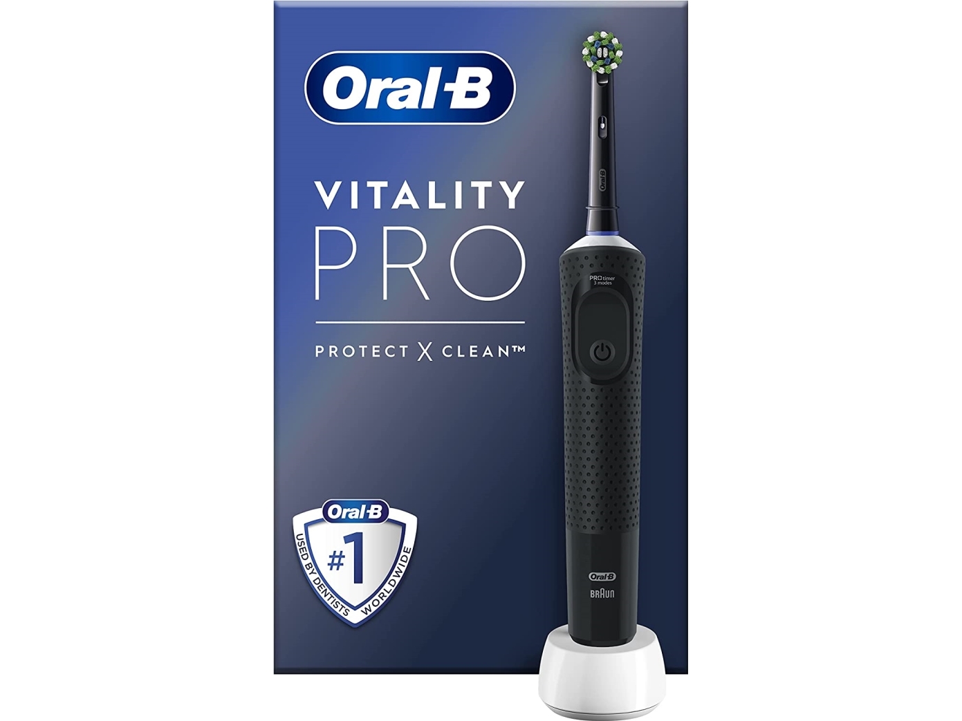 Oral-B Vitality Pro, Voksen, Roterende Tandbørste, Daglig Pleje, Sensitiv, Sort, 2 Min, Batteri