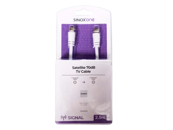 Sinox-Satellitenkabel. 2,5M. Weiß