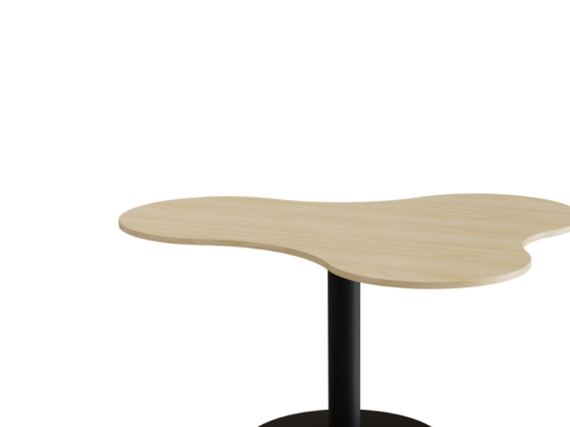 Pöytä Amöba 1005, 1200x1500 mm, Korkeus 720 mm, Harmaa laminaatti, Musta runko