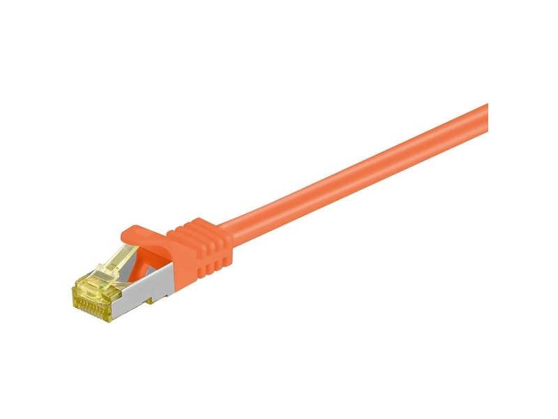 Goobay RJ45 netværkskabel S/FTP (PiMF), 500 MHz, med CAT 7 råkabel, orange, 5 m LSZH halogenfri kabelkappe, kobber, RJ45-hanstik (CAT 6A)