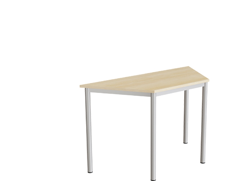 Bord Combi 195, trapezformet, 1200/600x520 mm Højde 720 med lydabsorberende birk laminat, alu stel