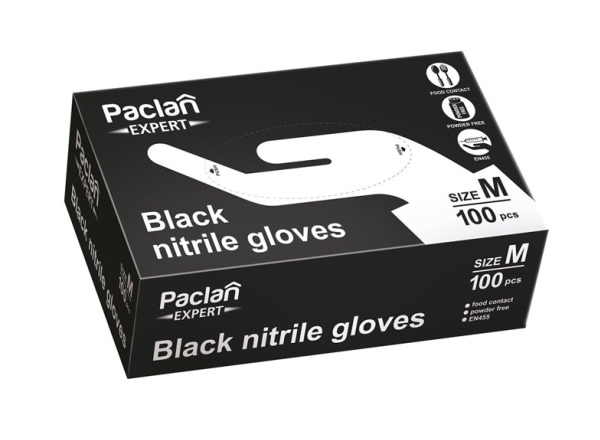 Billede af Paclan Exp Nitrile Gloves Black 100Pcs Boxm