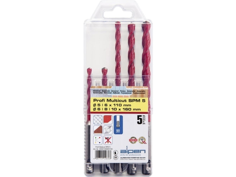 Hartmetall Multibor Satz 5 Teile Alpen Multicut 100905100 Sds-Plus 1 Satz