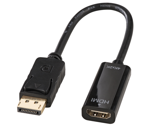 Lindy 41718, 0,15 M, Displayport, Hdmi, Hanstik, Hunstik, Lige