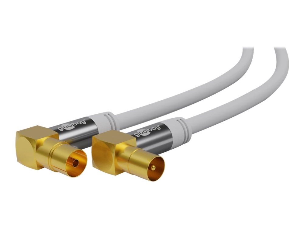 Goobay - Antennekabel - Iec-Forbindelse Hun Vinklet Til Iec-Forbindelse Han Vinklet - 3 M - Firelagsskjold - 135 Db - Hvid - Solid