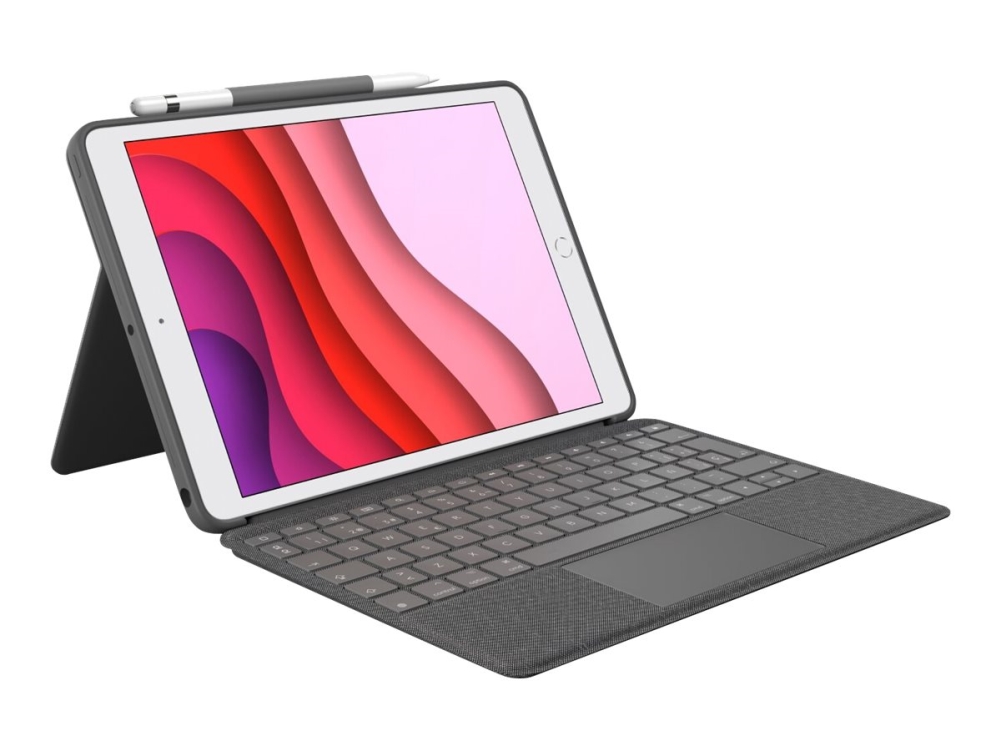 Logitech Combo Touch - Tastatur Og Folio-Kasse - Med Trackpad - Bagbelyst - Apple Smart Connector - Qwerty - Spansk - Oxford-Grå - For Apple 10.9-Inc