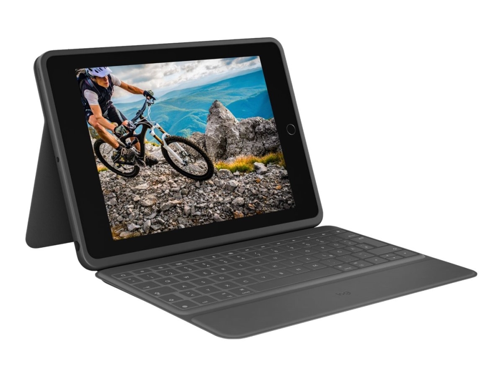 Logitech Rugged Folio - Tastatur og folio-kasse - Apple Smart connector - QWERTY - UK - grafit - for Apple 10.9-inch iPad (10. generation)