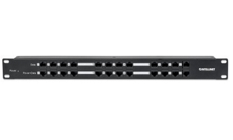 Intellinet 12-Port Passives Poe-Patchpanel / Midspanlösung, Patchpanel Mit 12 Rj45-Ports Für Dateneingang Und 12 Rj45-Ports Für Datenausgang Und Stro