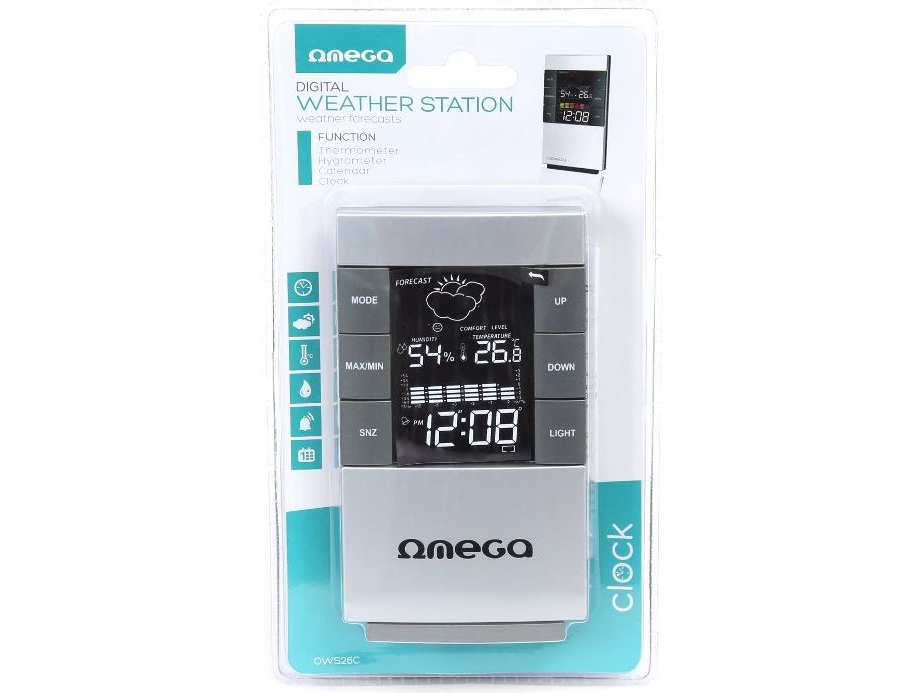 Omega Ows26c, Grå, Indendørs Hygrometer, Indendørs Termometer, Udendørs Hygrometer, Udendørs Termometer, Hygrometer, Termometer, Hygrometer, Termomet