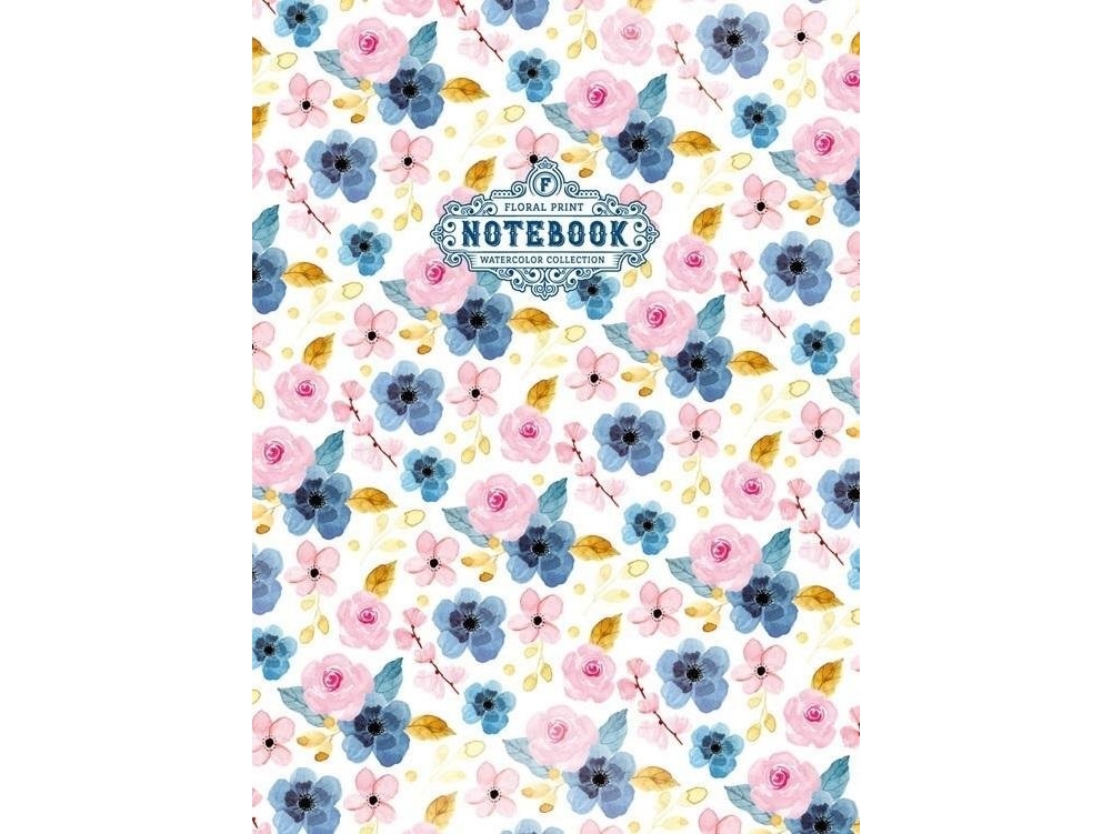 Frisk notesblok dekorativ 64-siders gitter Blomster blå |