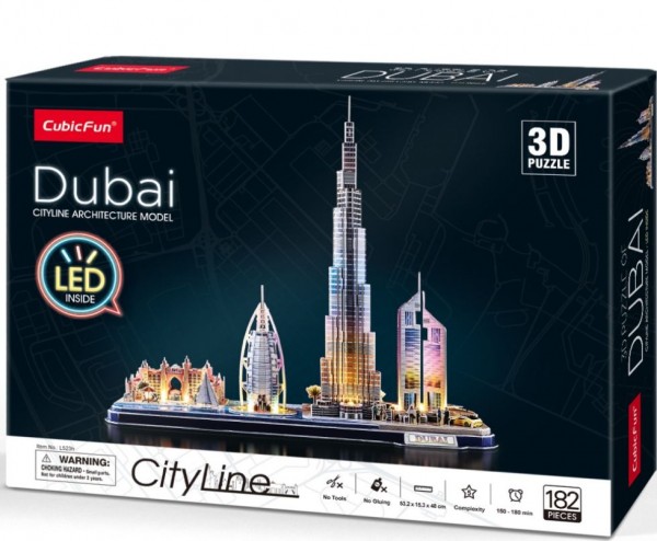 Van Der Meulen 3D Puzzel City Line Dubai Led, 182 Stück(E), Gebäude, 10 Jahr(E)