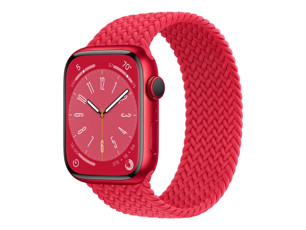 Apple Watch Series 8 (Gps) - (Product) Red - 41 Mm - Rød Aluminium - Smart Ur Med Sportsbånd - Fluoroelastomer - Rød - Båndstørrelse: Almindelig - 32