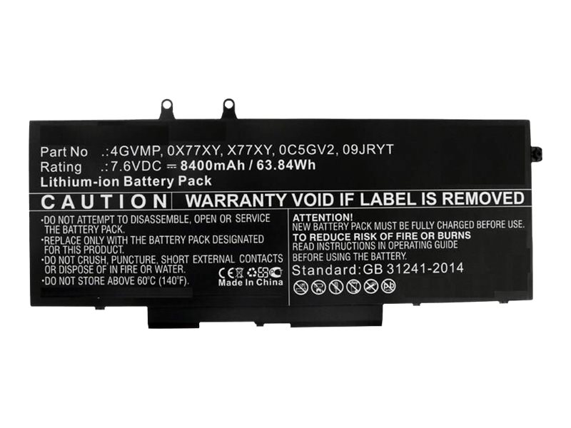 CoreParts - Batteri til bærbar computer (svarende til: Dell N35WM, Dell 451-BCNX, Dell 4GVMP, Dell 9JRYT, Dell RF7WM, Dell X77XY, Dell C5GV2, Dell 1V1XF, Dell 04GVMP, Dell 0X77XY, Dell 0C5GV2, Dell 0RF7WM, Dell 09JRYT) - 7,6 V - Litiumion - 8000 mAh - 61 Wh - sort