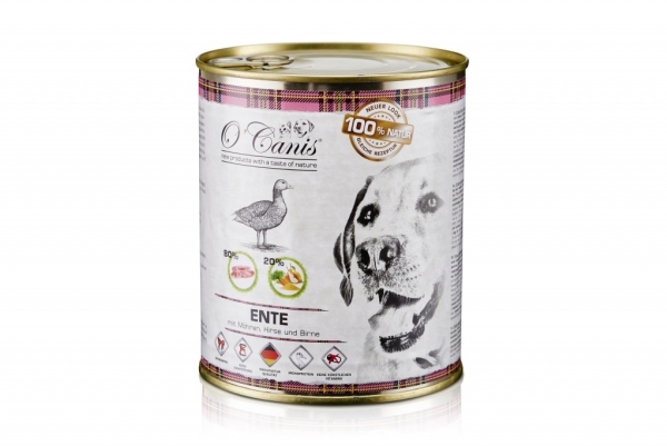 O-Canis Hundefutter Aus Der Dose - Nassfutter - Ente, Hirse & Karotten - 800 G