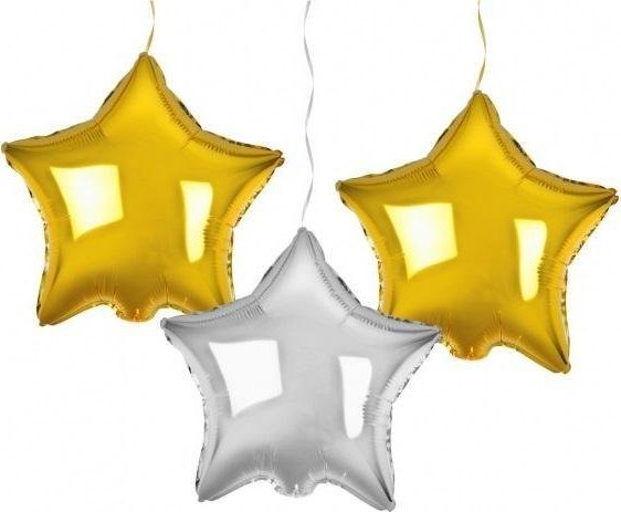 Godan Folienballons B&C Sterne Gold & Silber 3 Stk