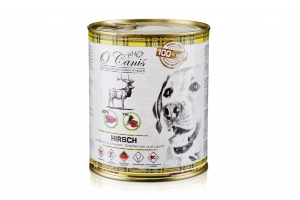 O-Canis Hundefutter Aus Der Dose - Nassfutter - Hirsch Mit Buchweizen - 800 G