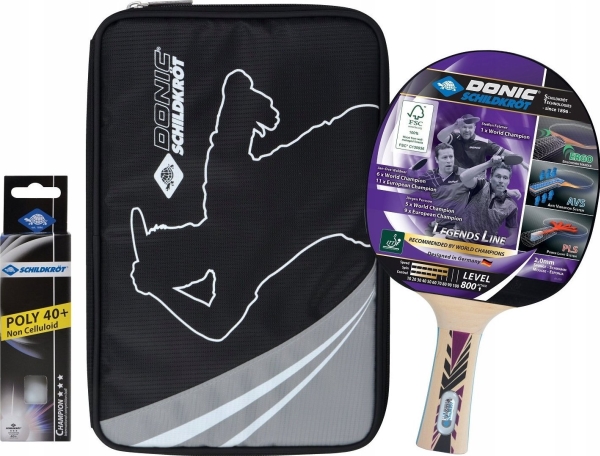 DONIC SCHILDKRÖT bordtennis gaveæske Legends 800 FSC Premium-kvalitet, indhold: 1 bat, 3 bolde og etui - 1 stk (788488)