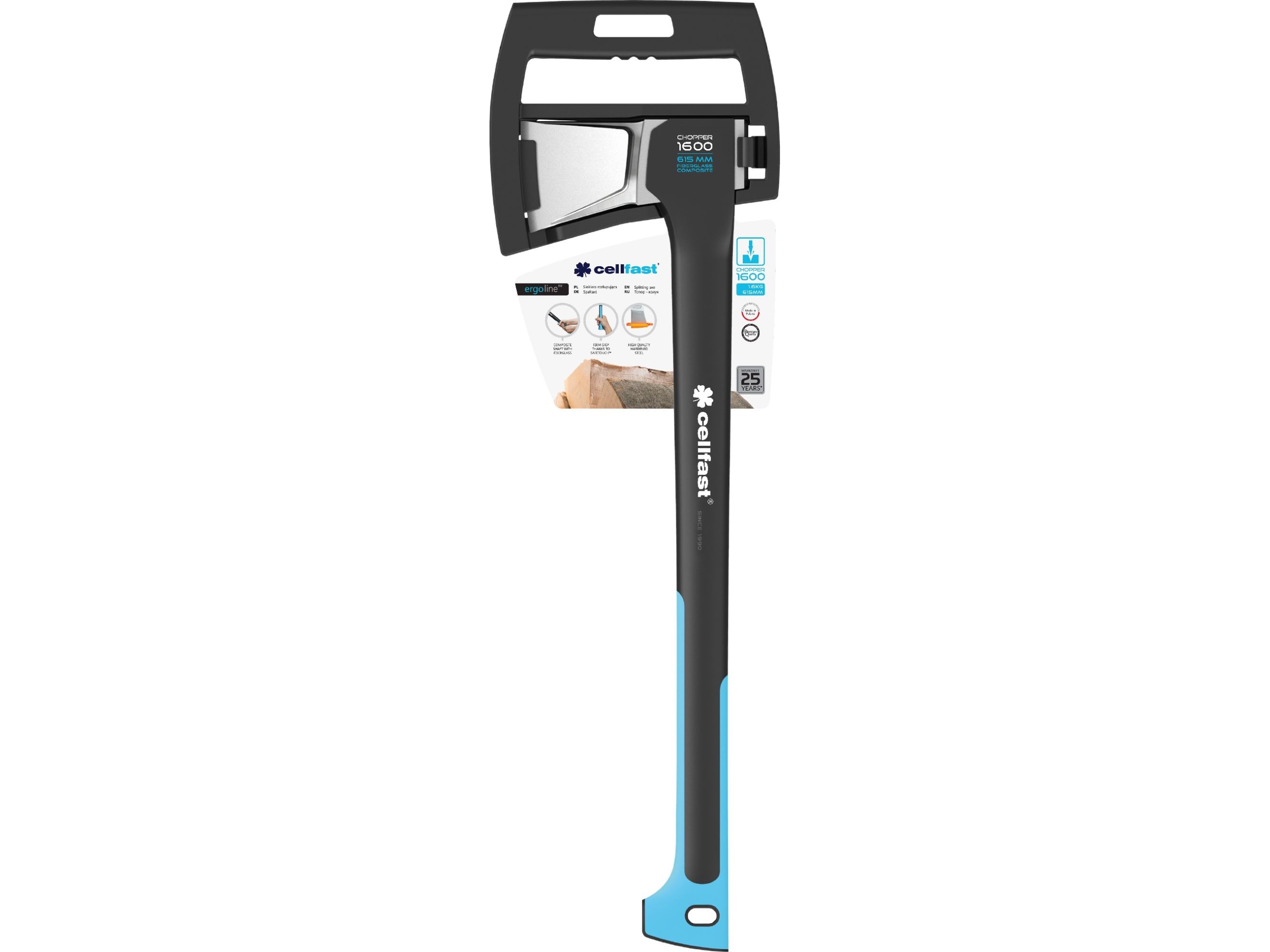 Cellfast Universal Økse C1600 ENERGO, L:615mm - 1,6kg 25 års garanti-Safetouch