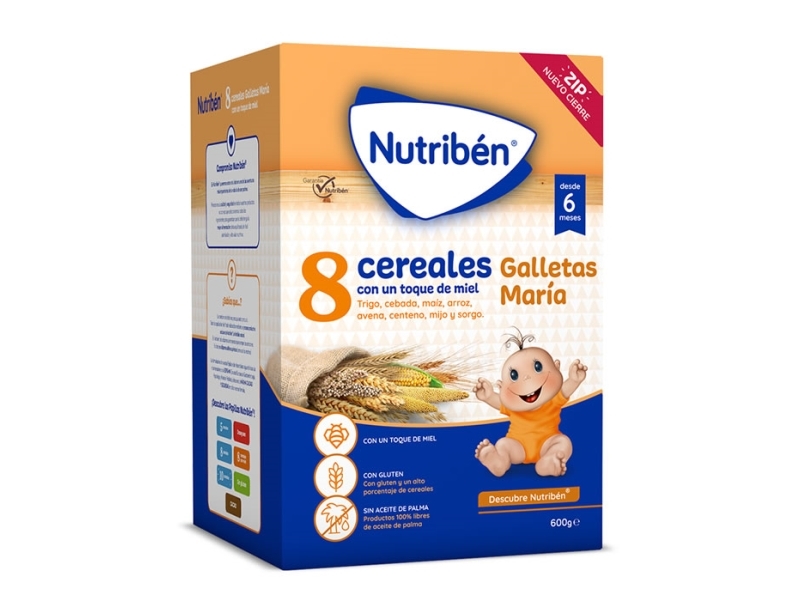 "Nutriben 8 Cereals Honey Biscuits" Greitai Paruošiama Košė Su Marijos Sausainiais Ir Trupučiu Medaus 600G