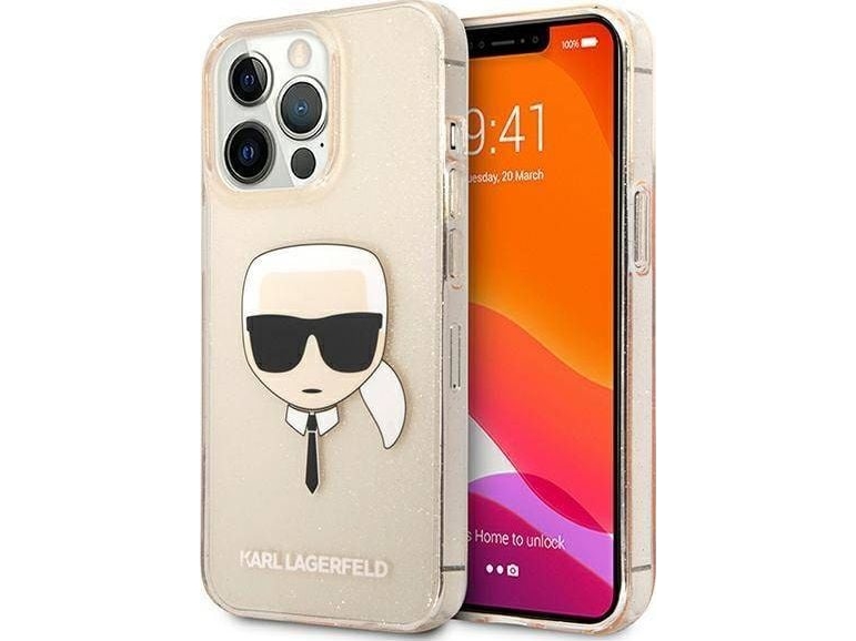 Karl Lagerfeld Etui Karl Lagerfeld Klhcp13lkhtuglgo Apple Iphone 13 Pro Złoty/Gold Hardcase Glitter Karl`S Head