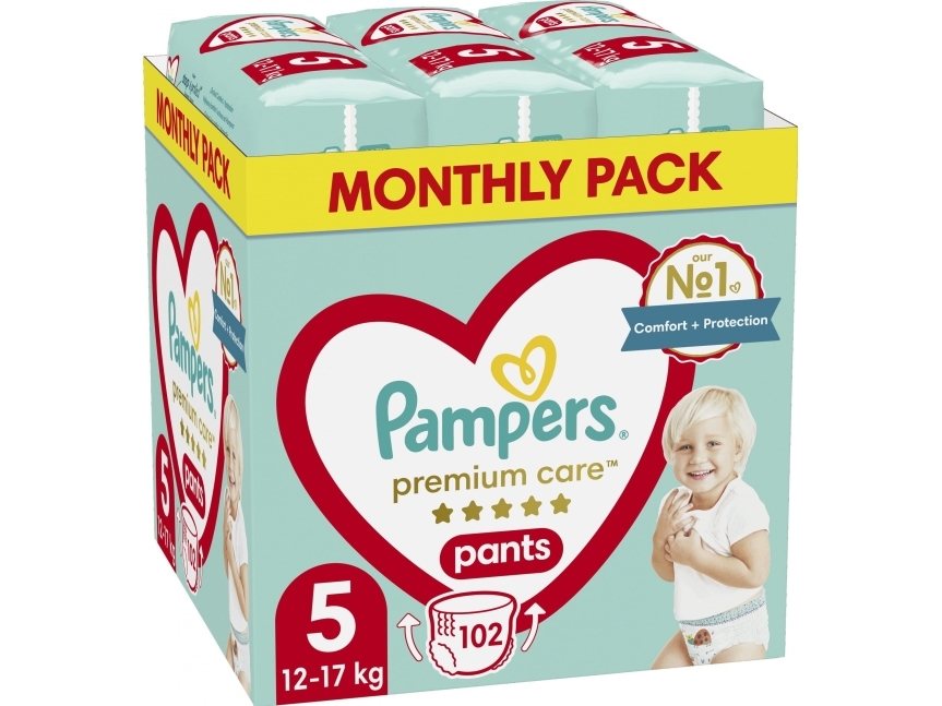 Se Pampers Premium Care Bleer - Bleer, Størrelse 5, 102 Stk., 12-17 Kg hos Computersalg.dk